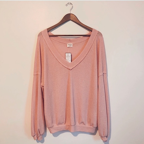 Peach Love Light Pink Breathable Wide Neck Sweater - Picture 1 of 3